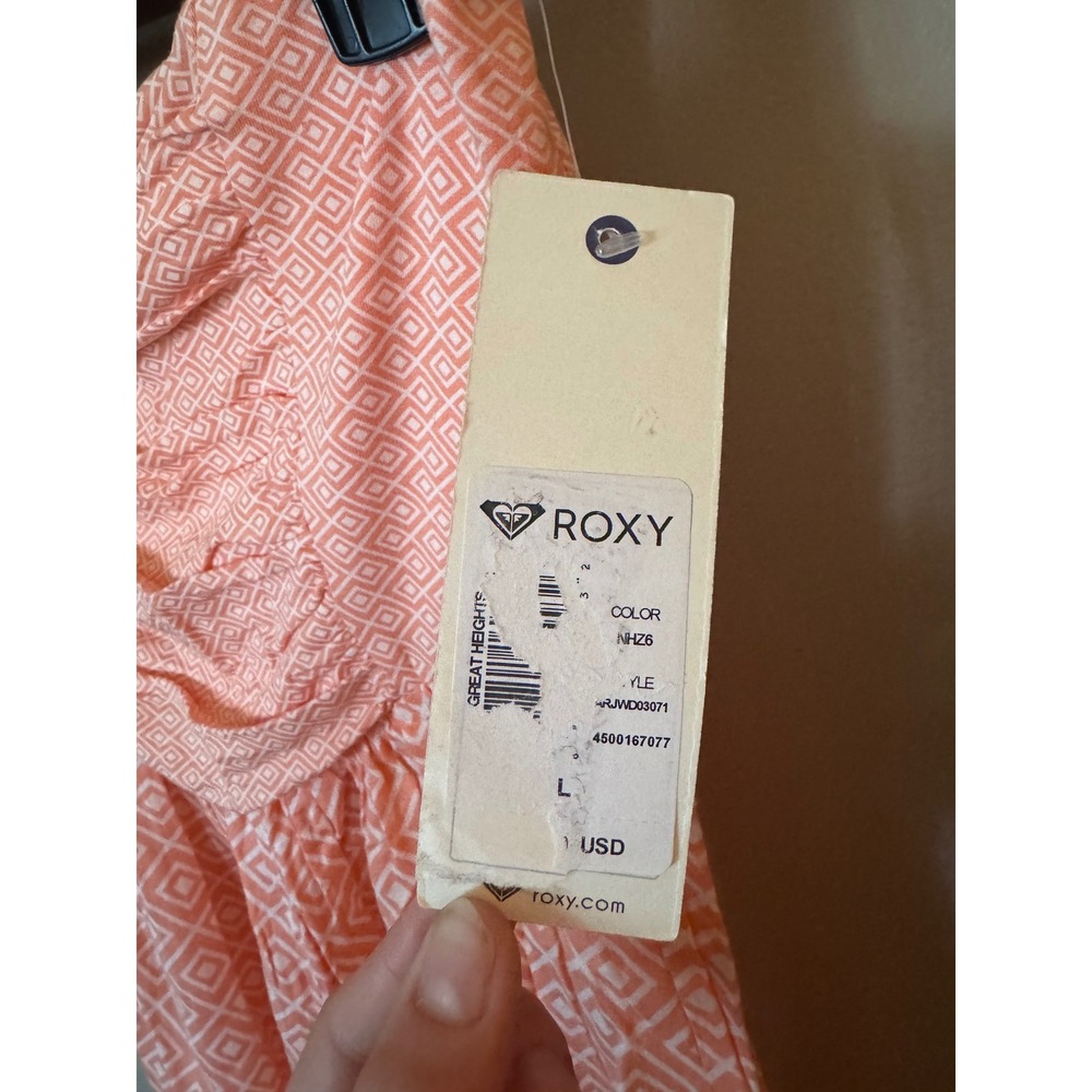 Roxy Great Heights Coral Geometric Strapless Ruched Romper ARJWD03071 Size Large - Picture 5 of 5